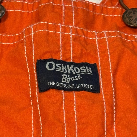 Vintage OshKosh B'gosh Solid Orange Shortalls Vestpak Unisex Size 12 Months - Picture 3 of 8